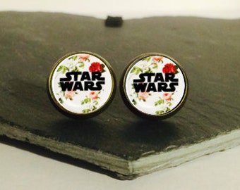 Handmade: Floral Star Wars - studs/clip-ons/cufflinks - 3 FOR 2 OFFER (Promo code in description!)
