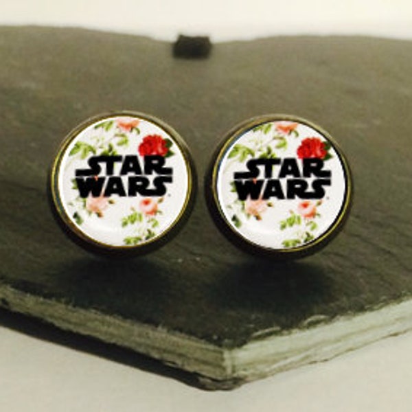 Handmade: Floral Star Wars - studs/clip-ons/cufflinks - 3 FOR 2 OFFER (Promo code in description!)