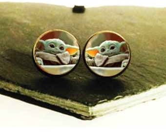 Handmade: Grogu - studs/clip-ons/cufflinks - 3 FOR 2 OFFER (Promo code in description!)