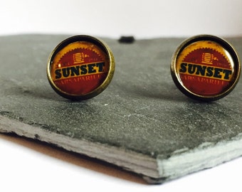 Handmade: Sunset Sasparilla - studs/clip-ons/cufflinks - 3 FOR 2 OFFER (Promo code in description!)