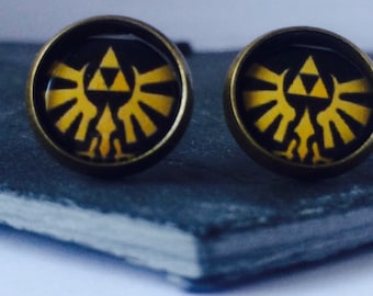 Handmade: Hylian Crest - studs/clip-ons/cufflinks - 3 FOR 2 OFFER (Promo code in description!)