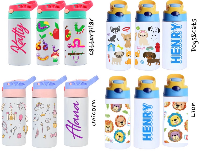 Personalized Children Water Bottle, Kids 12 Oz Tumbler, Variety of ...
