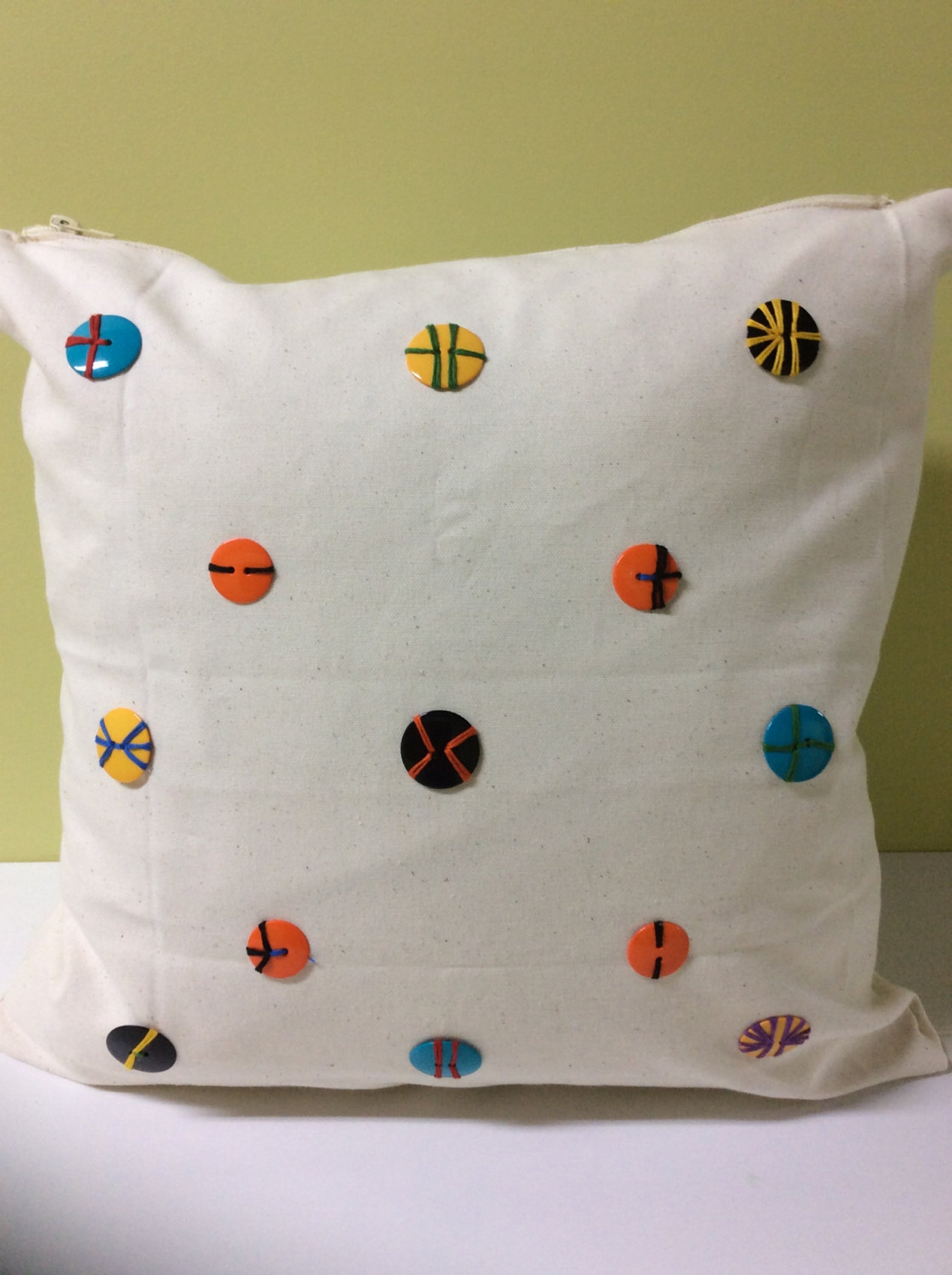 Handmade Decorative Buttons Throw Cushion Etsy