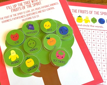 Fruits of the Spirit Activity: Bible Matching Game & Word Search (Printable)