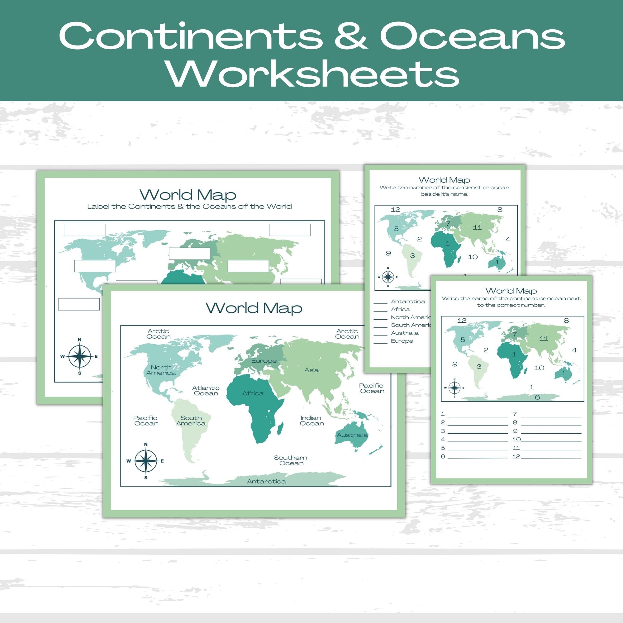 continents-and-oceans-worksheets-world-map-worksheets-world-geography-world-map-activity-map-reading-printable-homeschool-worksheets-etsy