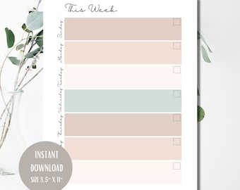 Boho Wochenkalender Printable: Einfacher Wochenplaner (PDF)