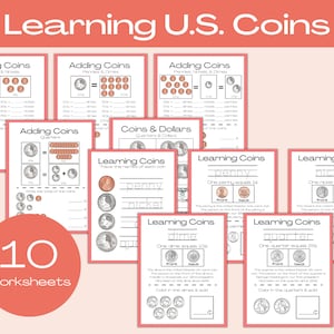 LEERMUNTENBUNDEL, Kids Money Activity, V.S. Munten, wiskunde prek en kleuterschool, wiskunde eerste leerjaar, thuisonderwijs printables, geld leren