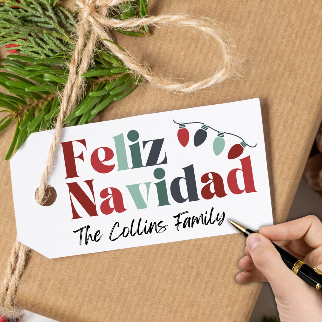 Feliz Navidad Gift Tags, Printable Christmas Labels (PDF) - Etsy