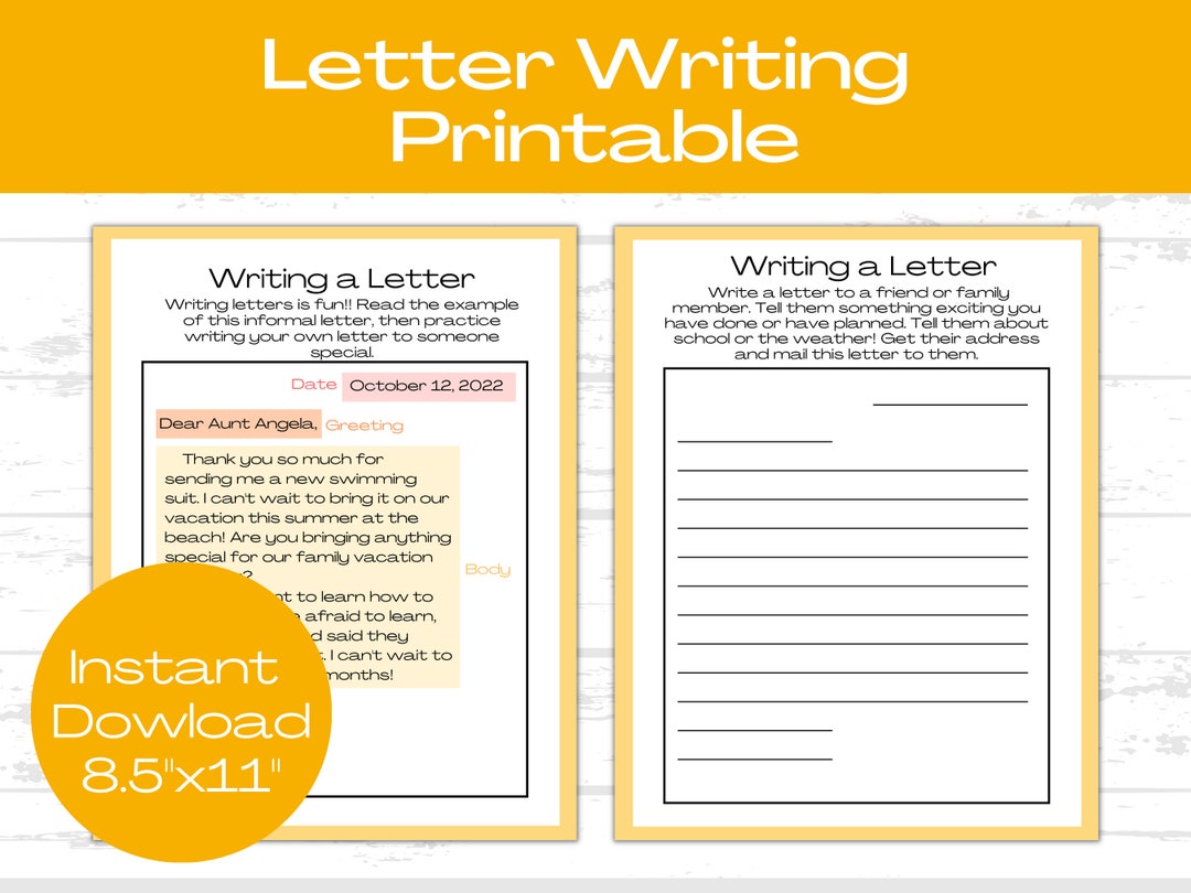 Letter Writing Practice Worksheet: Homeschool Printable (PDF) - Etsy