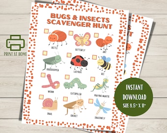 Bug Scavenger Hunt, Kids Nature Activity, Outdoor Games (Digital Download)