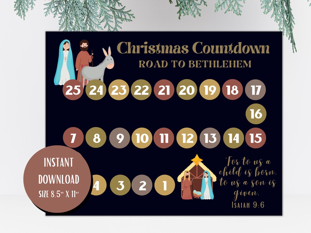 NATIVITY ADVENT CALENDAR Printable, Christmas Countdown Pdf, Advent