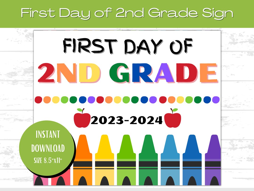 SECOND GRADE SIGN First Day of Second Grade Sign Printable - Etsy Hong Kong
