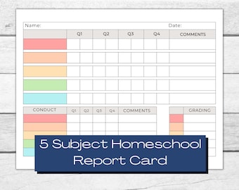 Plantilla imprimible para boleta de calificaciones de educación en casa y seguimiento del progreso (PDF)