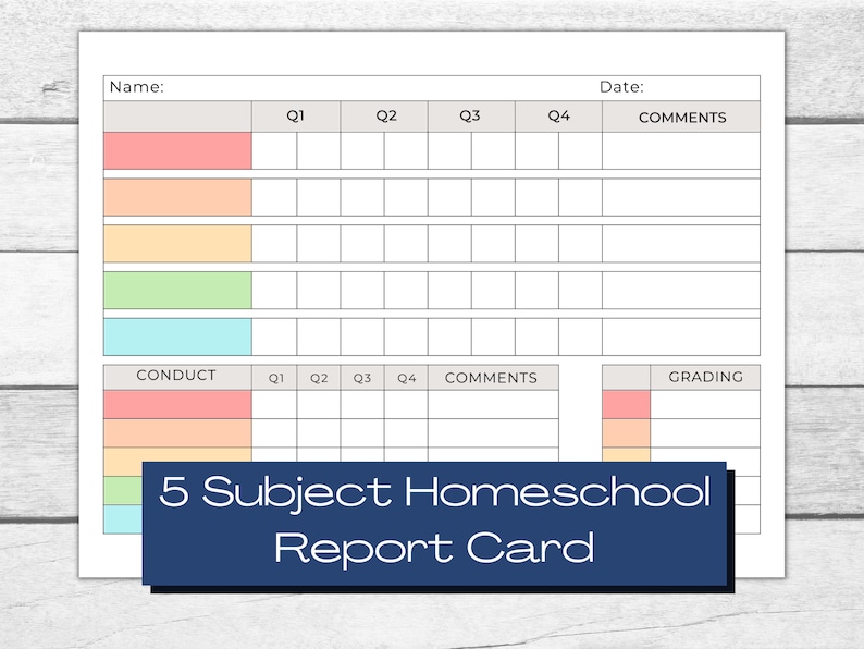 Printable Homeschool Report Card Template, Progress Tracker (PDF) - Etsy