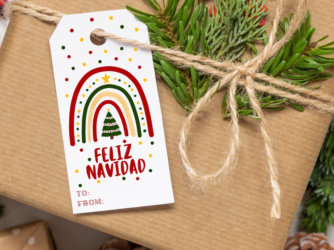 Feliz Navidad Gift Tags, Printable Christmas Labels (PDF) - Etsy