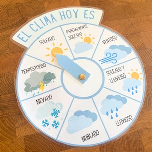 SPANISH WEATHER WHEEL Printable, Wetter Montessori, Wetterkreis, Wetteruhr, Kindergarten & Schule, Lernposter, zweisprachig