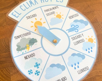 Roue météo espagnole imprimable : apprentissage Montessori (téléchargement numérique)