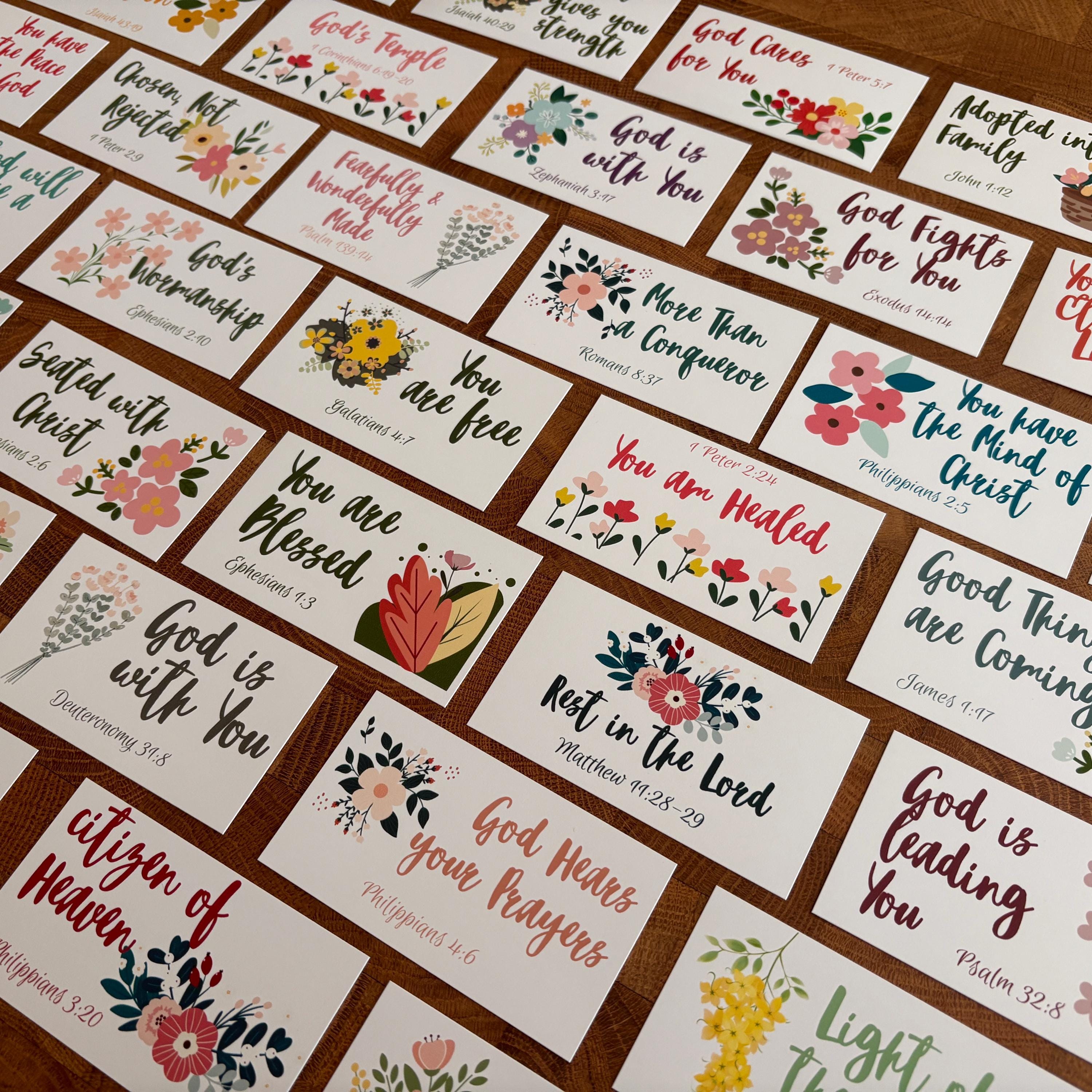 40 Bible Verse Affirmation Cards, Christian Encouragement Scripture Set ...