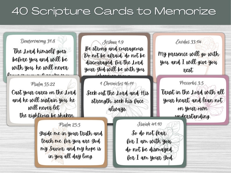40 PRINTABLE SCRIPTURE CARDS Scripture Memorization Cards - Etsy