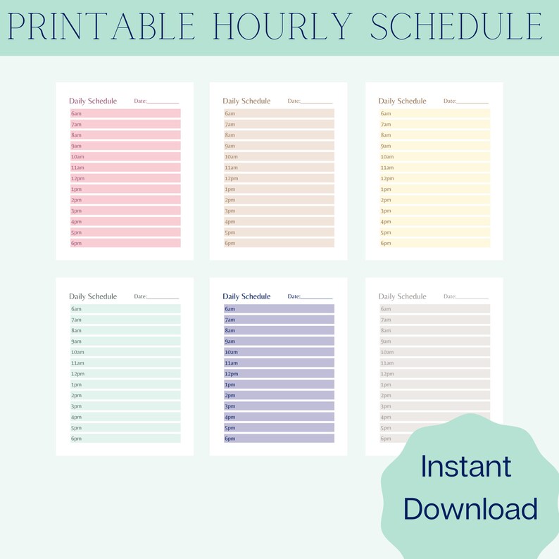 Daily Schedule Printable Daily Planner Printable Block Etsy France