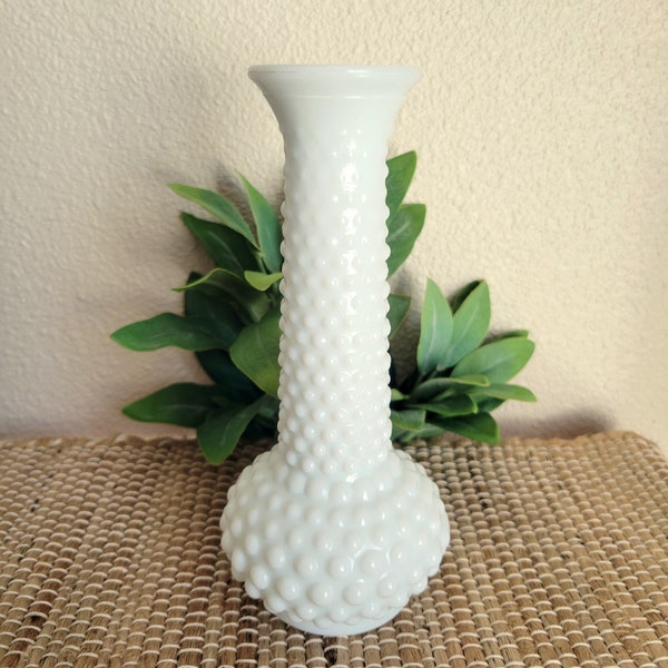 White Milk Glass Hobnail Vase