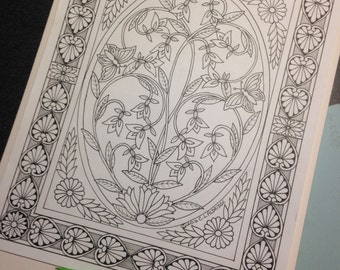 Botanical Ornamental Flower Vines #1 Coloring Page