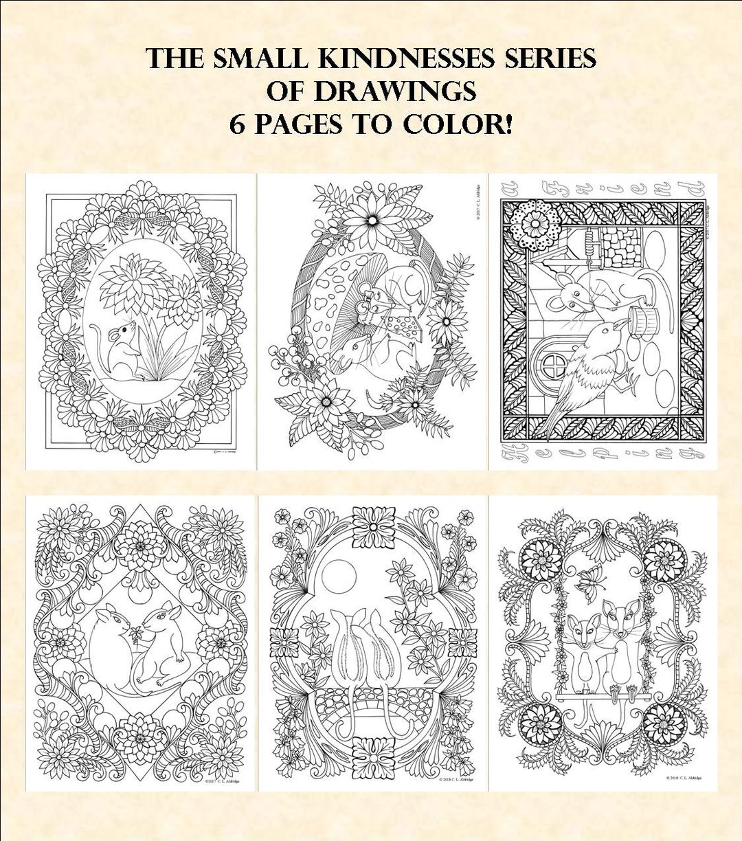 Set of Six 6 the Small Kindnesses Series Flowers, Mouse, Mice, Cheese ...