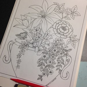 Flower Garden in a Planter - Coloring Page