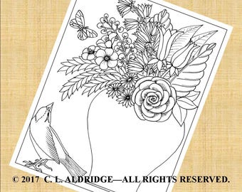 Bird and Butterfly Chat - Coloring Page