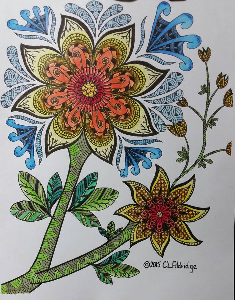 Branch of the Wildflower Tree #1, Fantasy Flowers, Hand Drawn ...