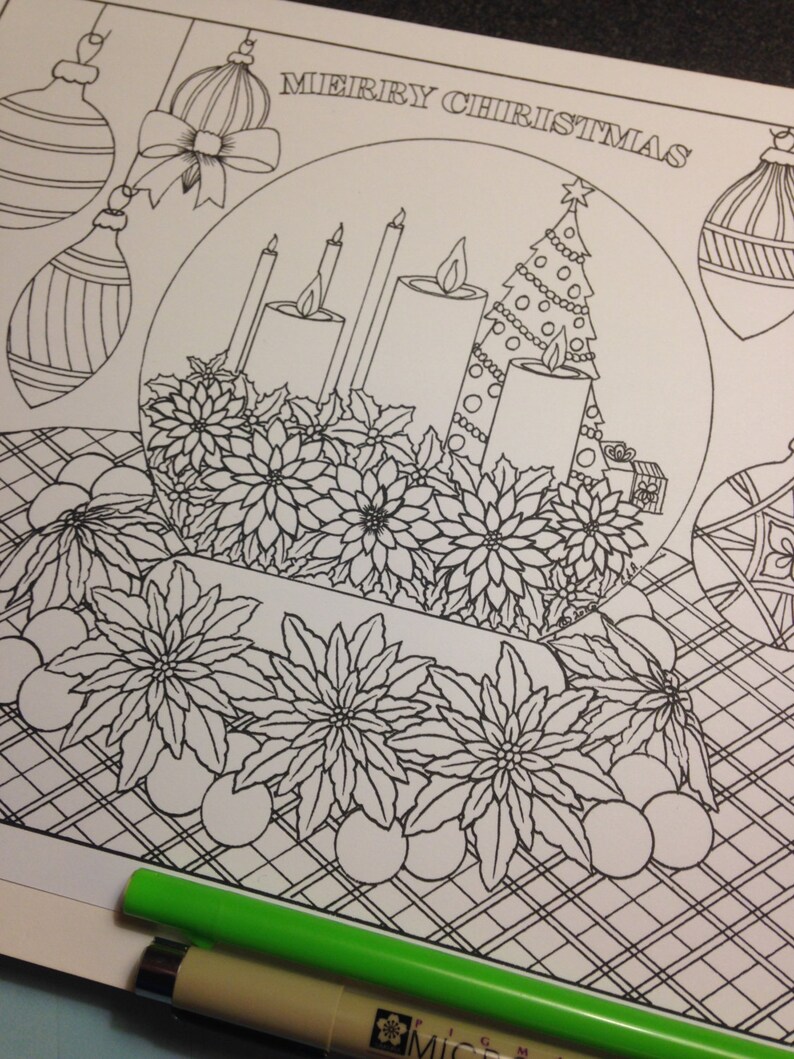 Christmas Snowglobe Coloring Page | Etsy