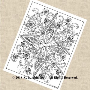 Fabulous Flowers 14 - Happy Little Caterpillars, Coloring Page, Original Art, Adult Coloring, Flowers, Printable - Instant Download PDF