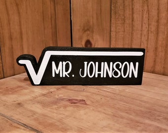 Math Teacher Gift, Personalized Math Teacher Gift, Math Teacher Gifts, Math Teacher Appreciation Gift, Math Teacher Name Plate, Square Root