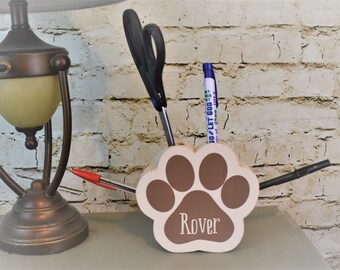 Veterinary Gift, Vet Gift, Animal Lover Gift, Dog Paw Print Pencil Holder, Personalized Dog Paw Pencil Holder, Pet Owner Gift, Cat Paw Gift