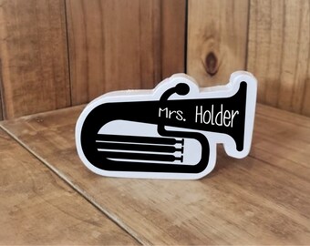 Tuba Shaped Personalized Name Plate, Band Gift, Orchestra Gift, Marching Band Gift, Tuba Player Gift, Band Teacher Gift, Tuba Gift