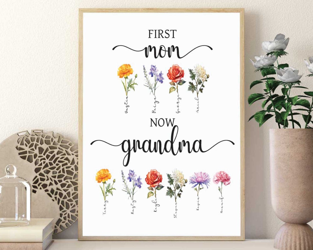 Custom First Mom Now Grandma, Mother's Day Gift for Nana, Personalized ...
