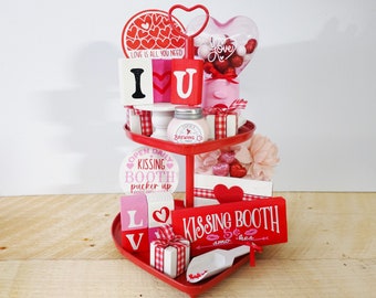 Valentine Tiered Tray Decor Bundle: Mini Signs & Blocks