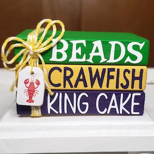 Mardi Gras Mini Book Stack: Tiered Tray Decor