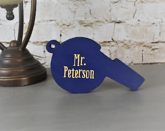 Whistle Shaped Personalized Name Plate, Coach Gift, Gym Teacher Gift, Physical Education Gift, Sports Gift, PE Teacher Gift, Gym Coach Gift