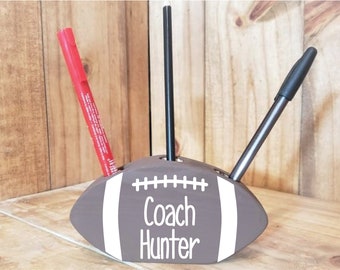 Personalized Football Pencil Holder, Football Pencil Holder, Football Coach Gifts, Coach Gift, Gift for Coach, Football Lover Gift