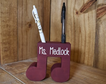 Music Note Pencil Holder, Music Teacher Gift, Personalized Pencil Holder, Desk Organizer, Choir Director Gift, Church Choir Gift