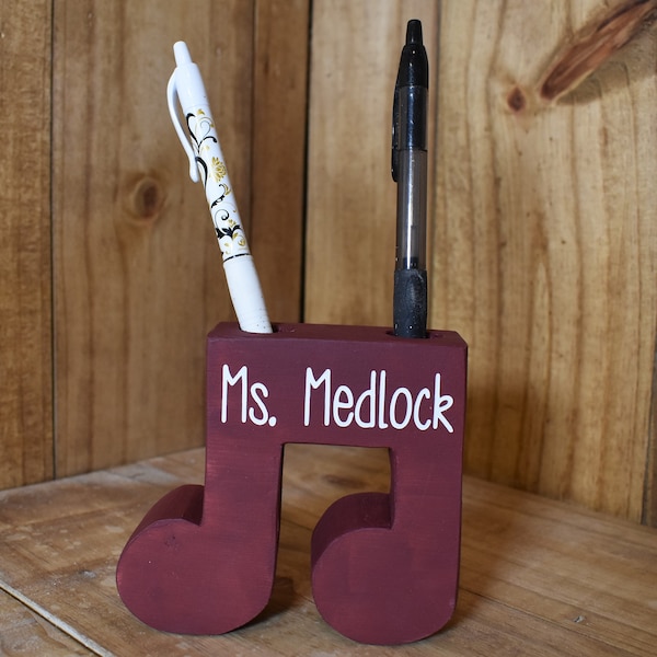 Music Note Pencil Holder, Music Teacher Gift, Personalized Pencil Holder, Desk Organizer, Choir Director Gift, Church Choir Gift