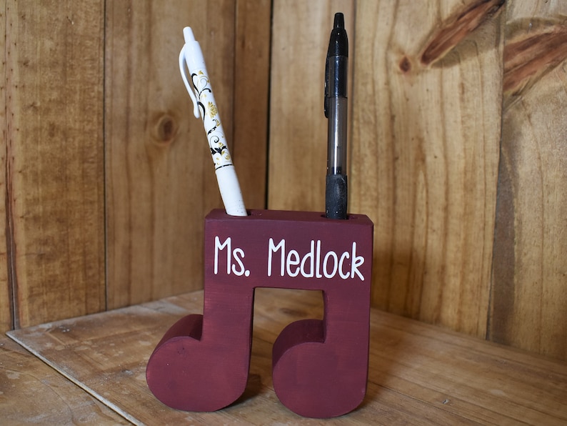 Music Note Pencil Holder, Music Teacher Gift, Personalized Pencil Holder, Desk Organizer, Choir Director Gift, Church Choir Gift image 1