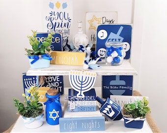 Hanukkah Tier Tray Decor, Hanukkah Decor,  Jewish Decor, Dreidel, Happy Hanukkah, Hanukkah Home Decor, Chanukkah, Tier Tray Decor, Hanukkah