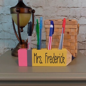 Personalized Pencil Pen Holder, Teacher Gift, Personalized Teacher Pencil, Christmas Teacher Gift, Teacher Appreciation, Teacher Gifts image 1