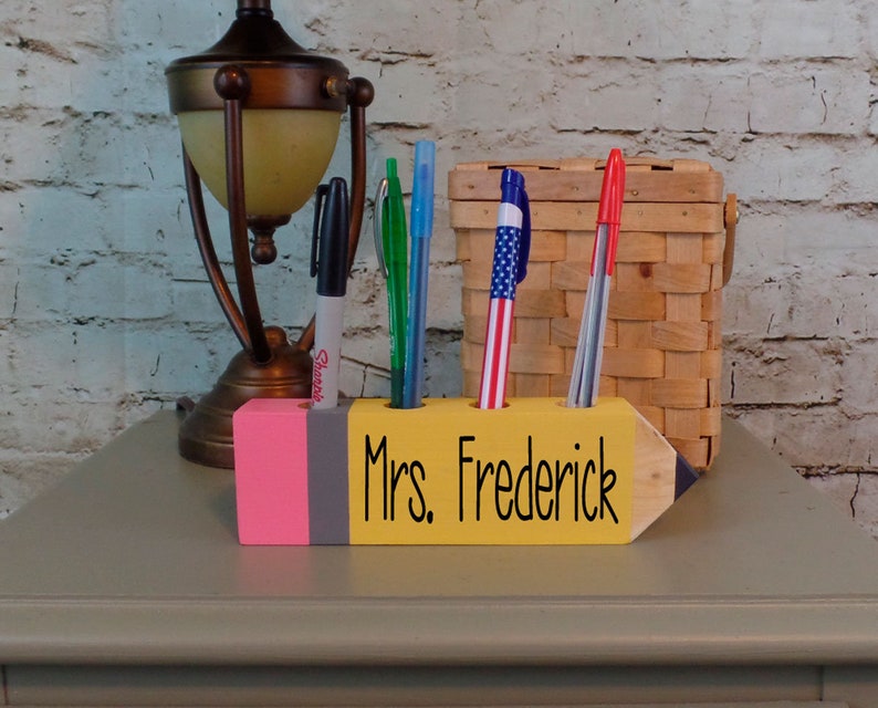 Personalized Pencil Pen Holder, Teacher Gift, Personalized Teacher Pencil, Christmas Teacher Gift, Teacher Appreciation, Teacher Gifts image 1