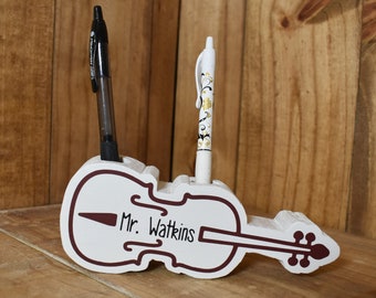 Personalized Violin Shaped Pencil Pen Holder, Violin Gifts, Music Lovers Gift, Symphony Gift, Music Gift, Music Lovers, Violin Player Gift