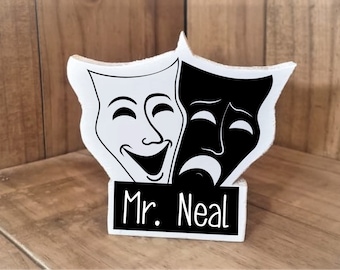 Personalized Comedy Tragedy Masks Name Plate, Drama Teacher Appreciation Gift, Theater Gift, Comedy Tragedy, Drama Teacher Gift Theatre Gift
