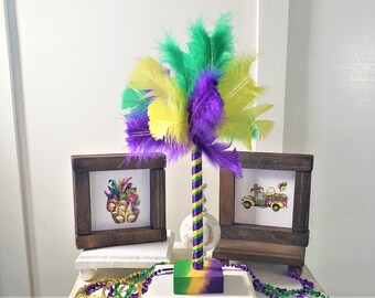 New Orleans Tree, Mardi Gras Feather Tree, Feather Tree, Tiered Tray, Mardi Gras Tier Tray, Mardi Gras Decorations, Mardi Gras Decor
