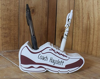 Personalized Running Shoe Pencil Holder, Cross Country Athlete Gift, Runner Gift, End of Season Gift, Track Coach Gift, XC Athlete Gift